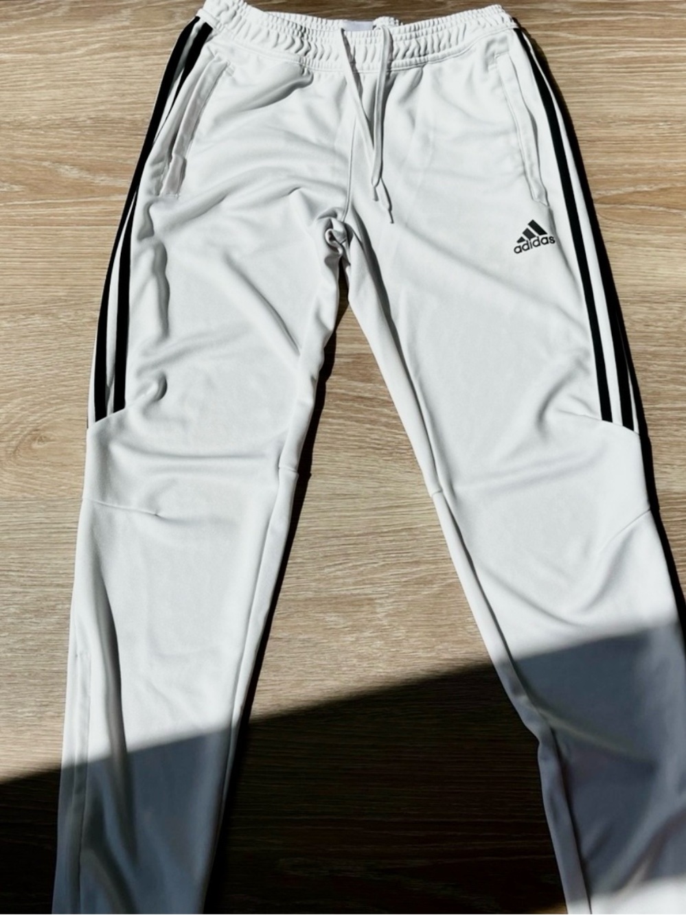 adidas White Track Pants with Black Stripes